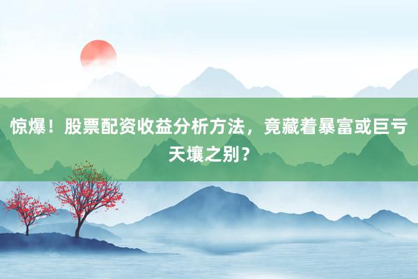 惊爆！股票配资收益分析方法，竟藏着暴富或巨亏天壤之别？