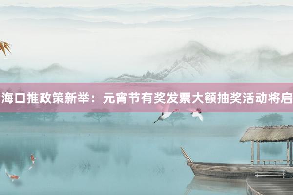 海口推政策新举：元宵节有奖发票大额抽奖活动将启