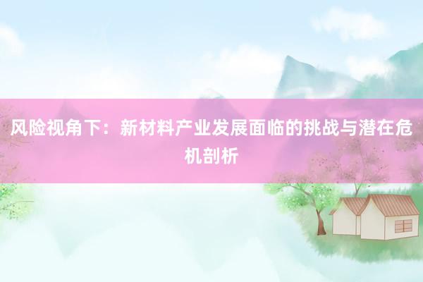 风险视角下：新材料产业发展面临的挑战与潜在危机剖析