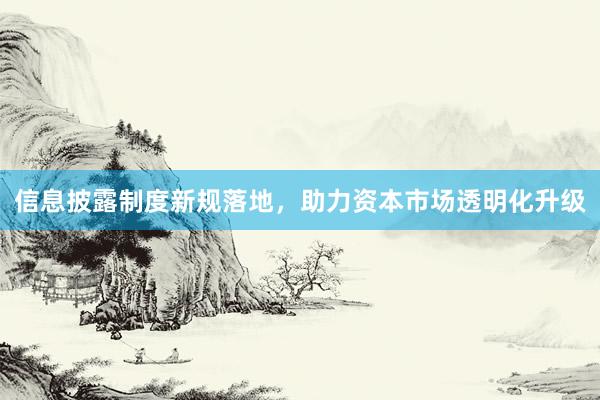 信息披露制度新规落地，助力资本市场透明化升级