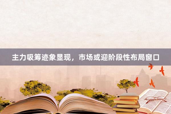 主力吸筹迹象显现，市场或迎阶段性布局窗口