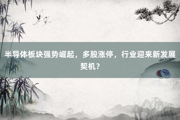 半导体板块强势崛起，多股涨停，行业迎来新发展契机？