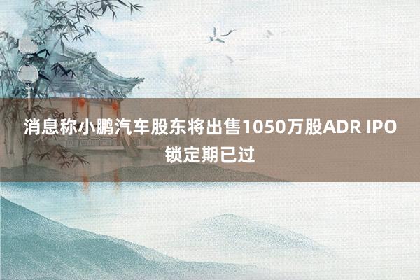 消息称小鹏汽车股东将出售1050万股ADR IPO锁定期已过