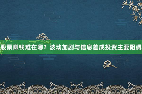 股票赚钱难在哪？波动加剧与信息差成投资主要阻碍