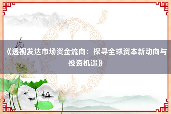 《透视发达市场资金流向：探寻全球资本新动向与投资机遇》