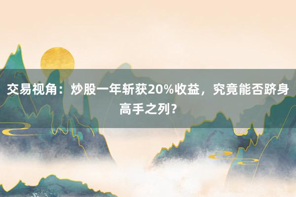 交易视角：炒股一年斩获20%收益，究竟能否跻身高手之列？