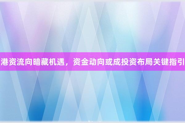 港资流向暗藏机遇,资金动向或成投资布局关键指引