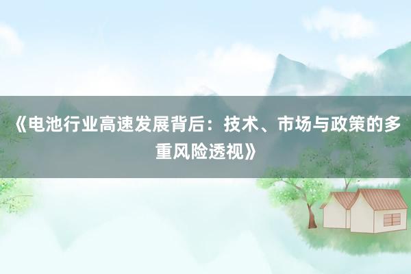 《电池行业高速发展背后：技术、市场与政策的多重风险透视》