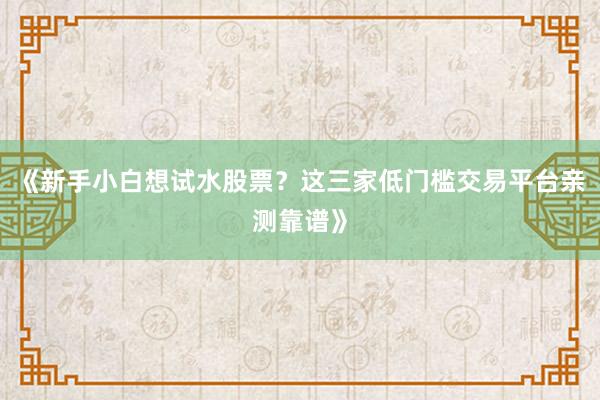 《新手小白想试水股票？这三家低门槛交易平台亲测靠谱》