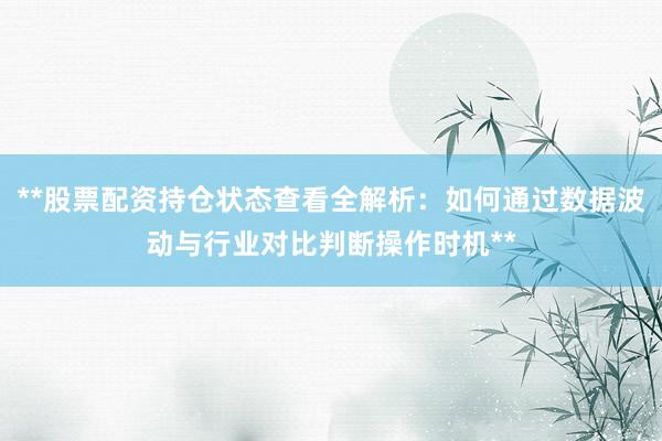 **股票配资持仓状态查看全解析：如何通过数据波动与行业对比判断操作时机**