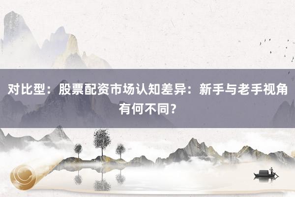 对比型：股票配资市场认知差异：新手与老手视角有何不同？